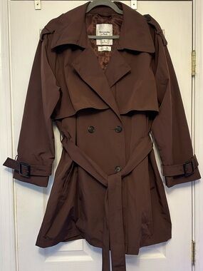 Abercrombie & Fitch Dark Brown Mid-Length Trench Coat with Belt